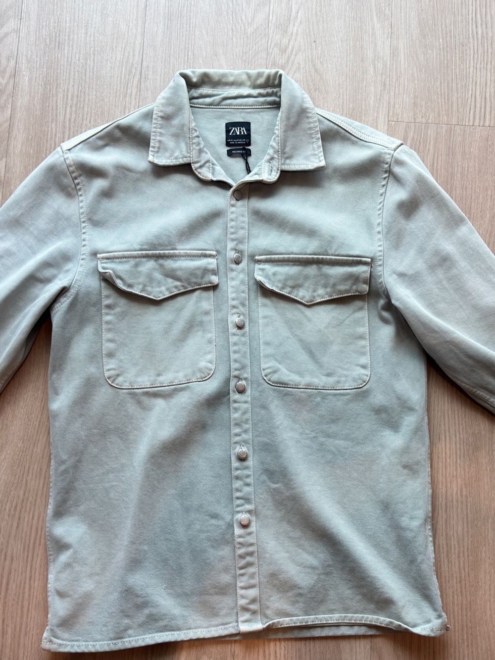 Light green Button-Up Utility Shirt Jacket